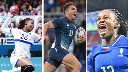 Pauletta Foppa, Antoine Dupont et Marie-Antoinette Katoto ont tous les trois contribué au succès des équipes de France le 25 juillet 2024 lors des JO de Paris. (AFP)