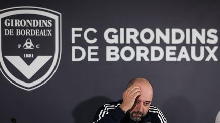 Gérard Lopez, le président des Girondins de Bordeaux, n conférence de presse le 7 juillet 2022. (THIBAUD MORITZ / AFP)