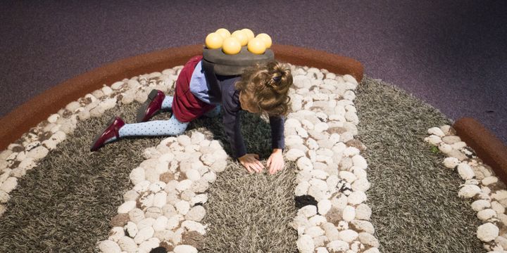 Un des nombreuses activités de l'exposition "Bébés animaux" à la Cité des Sciences et de l'Industrie
 (G. Leimdorfer)