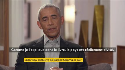 Barack Obama lors de son interview à France Télévisions, diffusée le 17 novembre 2020. (FRANCE 2 / FRANCEINFO)