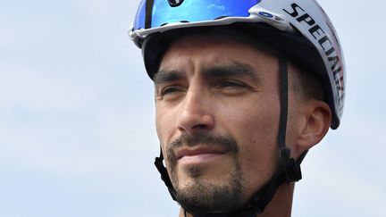 Julian Alaphilippe au départ de la première étape du Tour de Wallonie, le 23 juillet 2022. (JOHN THYS / AFP)