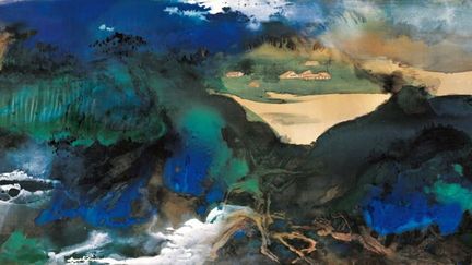 Le tableau géant en soie &quot;Aachensee&quot; (détail) de Zhang Daqian a été vendu au prix record de 15 millions de dollars en mai 2010
 (AFP / Yang kejia / Imaginechina)