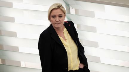 La présidente du FN, Marine Le Pen, le 15 décembre 2015 à Strasbourg (Bas-Rhin). (FREDERICK FLORIN / AFP)