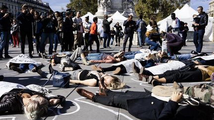 Un événement organisé à l'initiative du collectif "Nous toutes" sur la place de la République, le 29 septembre 2018 à Paris. (DENIS MEYER / HANS LUCAS / AFP)