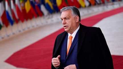 Le Premier ministre hongrois, Viktor Orban, s'adresse à la presse avant un sommet européen à Bruxelles (Belgique), le 10 décembre 2020. (JOHN THYS / POOL / AFP)