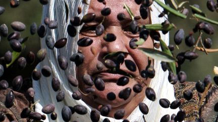 Une femme palestinienne trie des olives lors de la r&eacute;colte &agrave; Kabatyeh (Cisjordanie), le 8 octobre 2012. (MOHAMMED BALLAS / AP / SIPA)