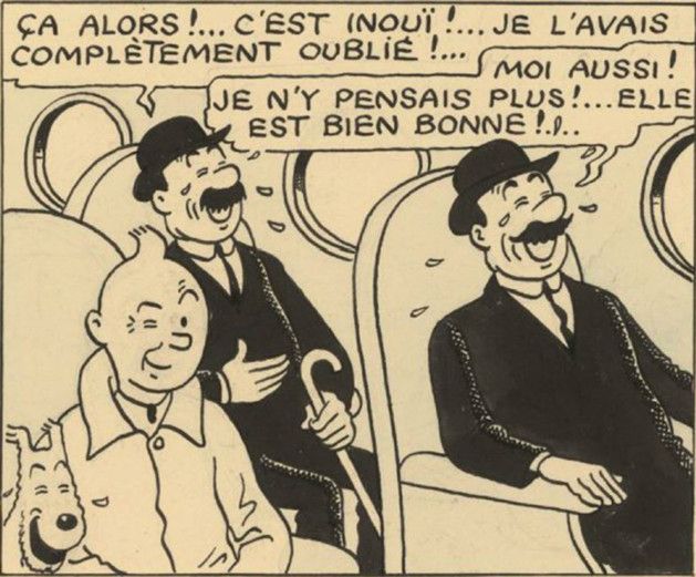 Une partie de la double planche vendue aux enchères chez Artcurial
 (Hergé/Moulinsart )