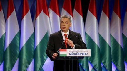 Le Premier ministre hongrois, Viktor Orban, pendant un discours à Budapest le 28 février 2016. ( REUTERS - Laszlo Balogh)