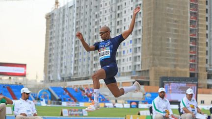 Ronan Pallier, ici lors&nbsp;des Championnats du monde Handisport d'athlétisme de Dubaï, en novembre 2019. (Florent Pervillé / Bleuhandisport)