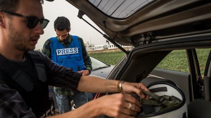 Un journaliste dans la bande de Gaza, le 11 mai 2018 (photo d'illustration). (MICHAEL BUNEL / LE PICTORIUM / MAXPPP)