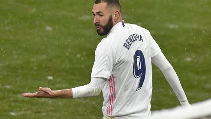 Karim Benzema lors du dernier match de Liga.  (ANDER GILLENEA / AFP)