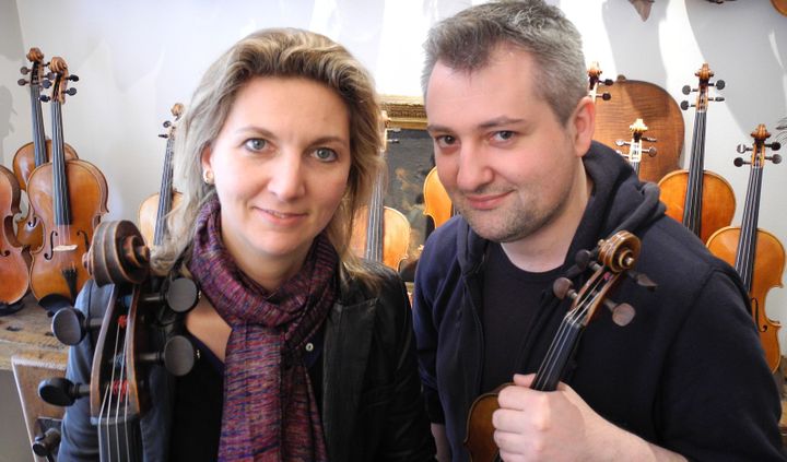 Avec Thibault Noally, premier violon dans l'ensemble Pulcinella
 (LCA/Culturebox)