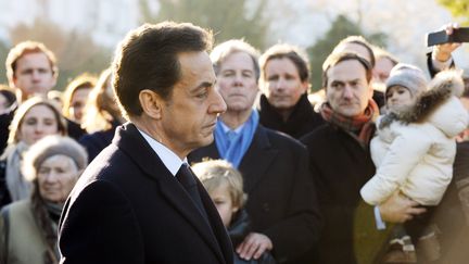 Nicolas Sarkozy s'est rendu, le 15 janvier 2012, &agrave; Amboise pour c&eacute;l&eacute;brer les 100 ans de la naissance de Michel Debr&eacute;.&nbsp; (ALAIN JOCARD / POOL / AFP)