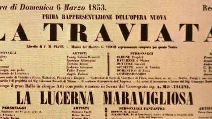 L'affiche de la première de la Traviata le 6 mars 1853 à la Fenice
 (DR)