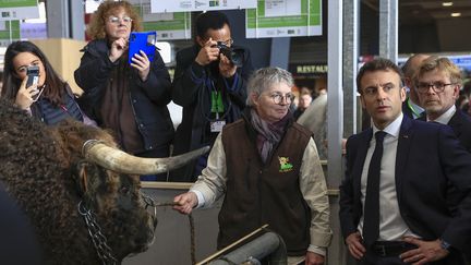 Emmanuel Macron au dernier Salon de l'Agriculture, le 25 février 2023. (AURELIEN MORISSARD / AFP)