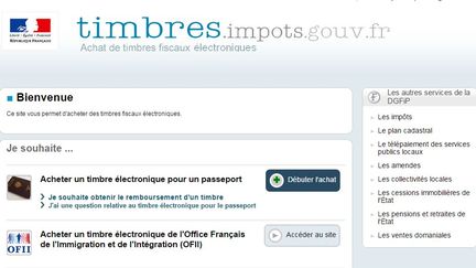 Capture d'&eacute;cran du site gouvernemental permettant d'acheter un timbre fiscal en ligne, pr&eacute;sent&eacute; lundi 2 mars 2015. (TIMBRES.IMPOTS.GOUV.FR)