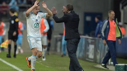 Florian Thauvin, unique buteur de la partie pour l'OM (PATRICK HERTZOG / AFP)