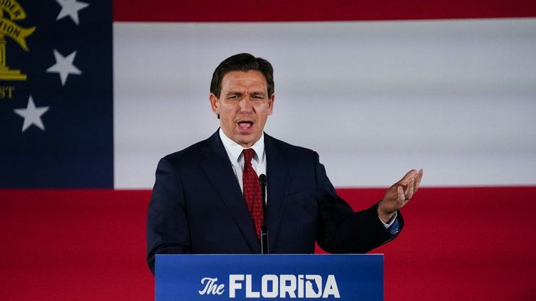 Florida Governor Ron DeSantis, May 23, 2023 in Smyrna (United States).  (ELIJAH NEWS / AFP)