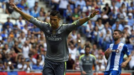 Cristiano Ronaldo est devenu le meilleur buteur du Real Madrid grâce à un quintuplé contre l'Espanyol (LLUIS GENE / AFP)