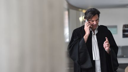 Randall Schwerdorffer, l'avocat de Jonathann Daval, le 4 juillet 2018, au tribunal de Besançon (Doubs). (SEBASTIEN BOZON / AFP)