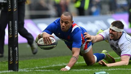 Gaël Fickou a inscrit un essai lors de ce Tournoi, à Edimbourg le 26 février. (PAUL ELLIS / AFP)