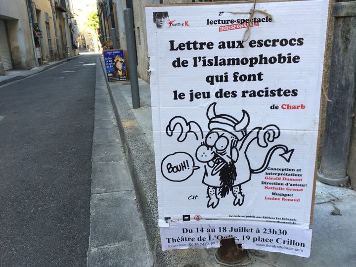 Affichette pour la pièce inspirée d'un texte de Charb à Avignon.
 (Sophie Jouve / Culturebox)