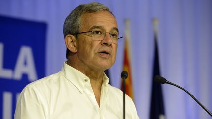 Thierry Mariani (RN) après sa défaite contre le candidat sortant Renaud Muselier (LR) lors des élections régionales, le 27 juin 2021. (FRANCK PENNANT / MAXPPP)