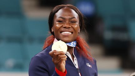 Le bonheur de Clarisse Agbégnénou en or olympique à Tokyo, le 27 juillet 2021. (MAXPPP)