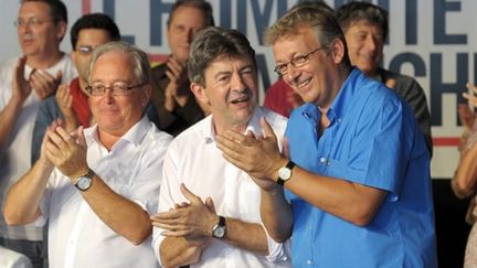 Christian Picquet (Gauche unitaire), Jean-Luc Mélenchon (Parti de Gauche) et Pierre Laurent, secrétaire national du PCF (AFP - Miguel MEDINA)