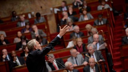 Jean-Marc Ayrault lors du d&eacute;bat sur le trait&eacute; budg&eacute;taire europ&eacute;en &agrave; l'Assembl&eacute;e nationale, &agrave; Paris,&nbsp;le 2 octobre 2012. (CHRISTOPHE PETIT TESSON / MAXPPP)