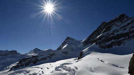 The Aletsch Glacier in Switzerland, taken on February 14, 2023. (LIAN YI / XINHUA / AFP)