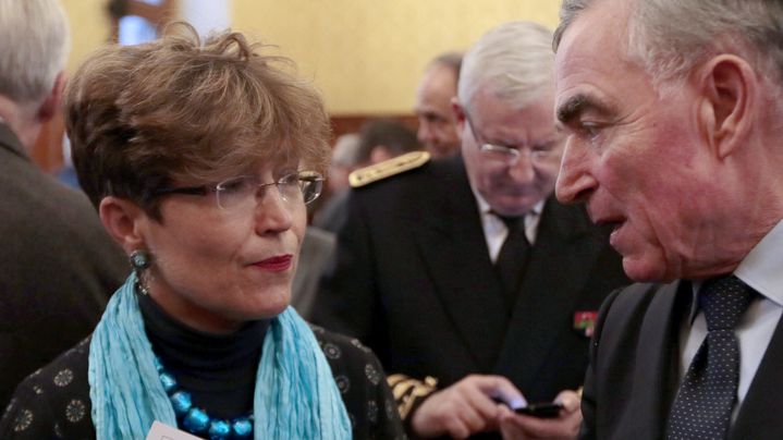 La directrice de cabinet de la ministre de la Justice,&nbsp;Christine Maug&uuml;&eacute; et le procureur g&eacute;n&eacute;ral Jean-Claude Marin, le 14 janvier&nbsp;2014 &agrave; Paris.&nbsp; (JACQUES DEMARTHON / AFP)