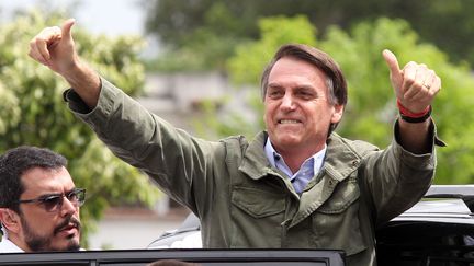 Le président élu du Brésil Jair Bolsonaro à Rio de Janeiro, le 28 octobre 2018. (MARCOS ARCOVERDE / ESTADAO CONTEUDO / AFP)