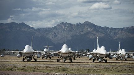 Des appareils F-16 stationn&eacute;s sur la base a&eacute;rienne de Davis-Monthan, en Arizona (Etats-Unis), le 13 mai 2015. (BRENDAN SMIALOWSKI / AFP)