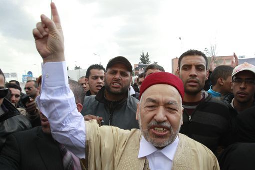 Rached Ghannouchi, leader du parti islamiste Ennahda, lors d'une manifestation à Tunis le 4 février 2011. (Reuters - Louafi Larbi)