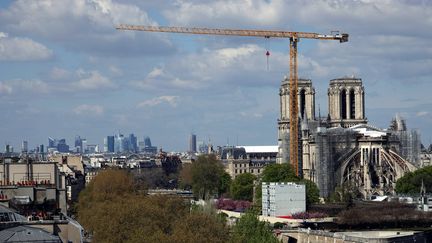 Le chantier de Notre-Dame de Paris, le 12 avril 2021 (ALEXANDRE MARCHI / MAXPPP)