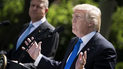 Le président américain Donald Trump lors d'une conférence de presse à la Maison Blanche, à Washington, le 9 juin 2017. (BRENDAN SMIALOWSKI / AFP)