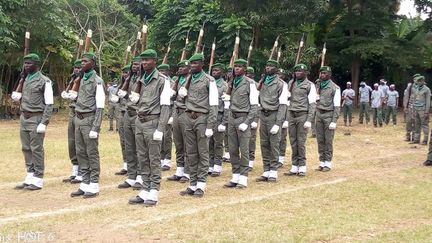 Stagiaires de la Brigade spéciale de surveillance et d’intervention (BSSI). 650 "soldats verts" ont pour mission de sauvegarder de la forêt en Côte d’Ivoire de lutter contre la "criminalité forestière". Le 8 août 2020. (Infinix hot)