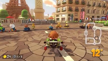 Une manifestation virtuelle contre la réforme des retraites dans le jeu "Mario Kart". (CAPTURE D'ECRAN)