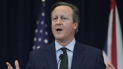 Le ministre des Affaires étrangères britannique David Cameron, à Washington (Etats-Unis), le 7 décembre 2023. (WIN MCNAMEE / GETTY IMAGES NORTH AMERICA / AFP)