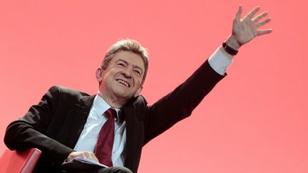 Jean-Luc M&eacute;lenchon lors de son meeting &agrave; Rouen, le 6 mars 2012.&nbsp; (KENZO TRIBOUILLARD / AFP)