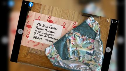 Sur&nbsp;leur&nbsp;page Facebook, les gérantes de boutiques de lingerie du collection Action culottée partage la photo de la petite culotte envoyée à Jean Castex. (CAPTURE D'ÉCRAN / FACEBOOK)