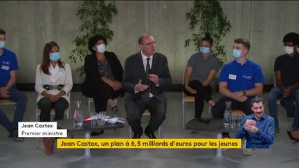 Le Premier ministre Jean Castex lors de la présentation du "plan jeunes" du gouvernement, le 23 juillet 2020 à Besançon (Doubs).&nbsp; (FRANCEINFO)