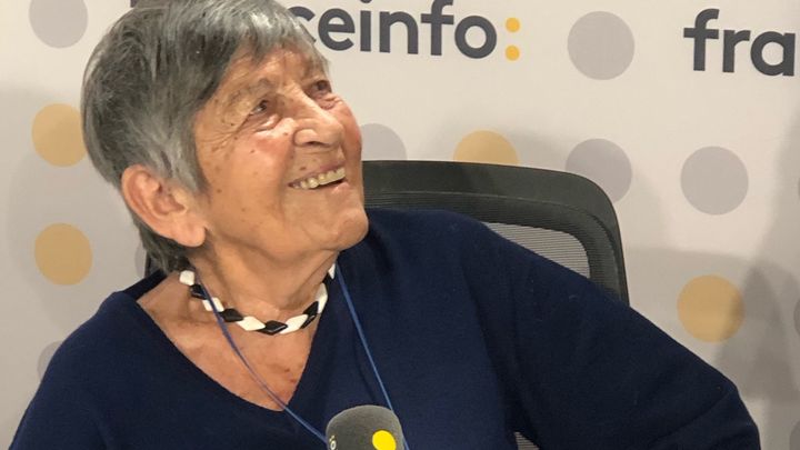 Ginette Kolinka, rescapée d'Auschwitz-Birkenau, en septembre 2023. (VICTOR MATET / RADIO FRANCE)