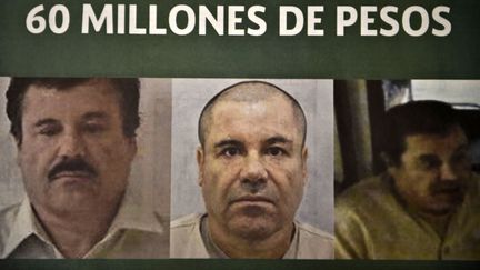 Avis de recherche du baron de la drogue Joaquin "El Chapo" Guzman, publi&eacute; au Mexique le 16 juillet 2015. (YURI CORTEZ / AFP)