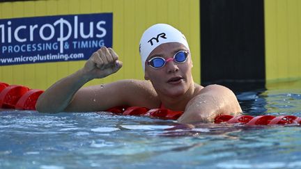 Marie Wattel lors des championnats d'Europe de natation, dimanche 14 août à Rome. (KEMPINAIRE STEPHANE / KMSP  via AFP)