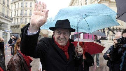 Jean-Luc M&eacute;lenchon, copr&eacute;sident du Parti de gauche, lors d'une manifestation syndicale &agrave; Marseille, le 18 janvier 2014. (FRANCK PENNANT / AFP)