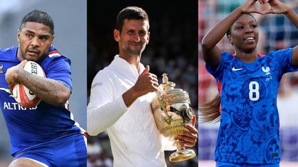 Le XV de de France, Novak Djokovic et les footballeuses tricolores ont marqué le week-end de sport, du 9 et 10 juillet 2022. (AFP)