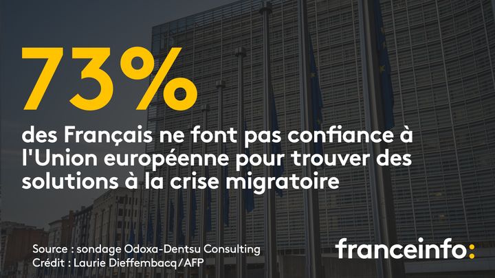 73% des Français ne font pas confiance à l'Union européenne pour trouver des solutions à la crise migratoire, selon un sondage Odoxa-Dentsu Consulting pour franceinfo et "Le Figaro", le 28 juin 2018. (RADIO FRANCE / BENJAMIN BOUSQUET)