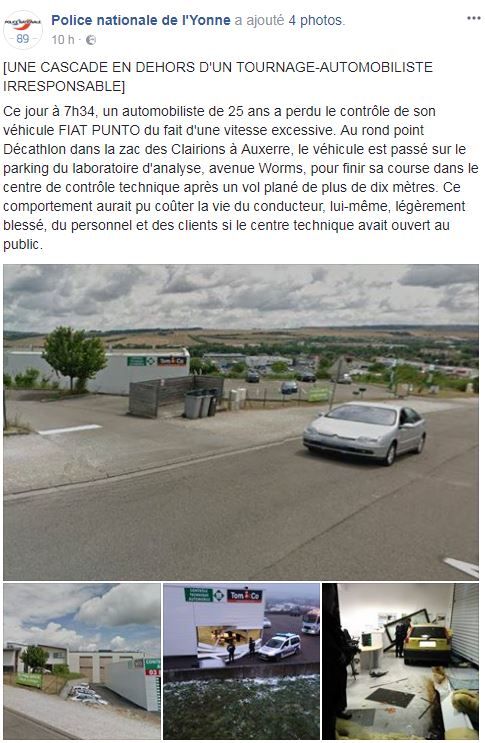 Capture écran du compte Facebook de la police nationale de l'Yonne, jeudi 8 février 2018. (POLICE NATIONALE DE L'YONNE)